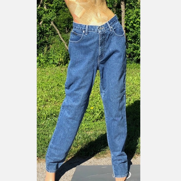 VTG 90s New York & Co High Rise Tapered Leg Distressed Denim Mom Jeans~8~EUC - Picture 3 of 8